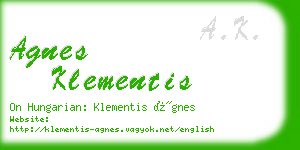 agnes klementis business card